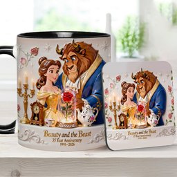 35 Year Anniversary - Personalized Beauty And The Beast Accent Mug & Coaster – view 8