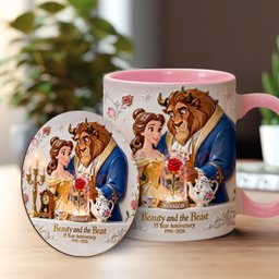 35 Year Anniversary - Personalized Beauty And The Beast Accent Mug & Coaster – view 2