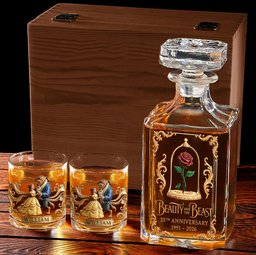 Princess And Her Beast 35th Anniversary - Personalized Beauty And The Beast Whiskey Decanter Set – view 3