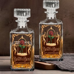 Princess And Her Beast 35th Anniversary - Personalized Beauty And The Beast Whiskey Decanter Set – view 6