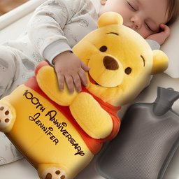Thoughtful Gift For Girlfriend - Personalized Yellow Bear Hot Water Bottle With Cover – view 3