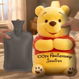 Thoughtful Gift For Girlfriend - Personalized Yellow Bear Hot Water Bottle With Cover – view 2