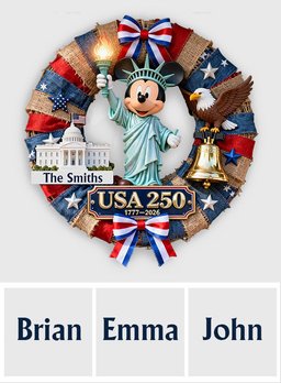 USA Mouse 250th Anniversary Patriotic Wreath - Personalized Mouse Custom Shaped Wood Sign – view 6