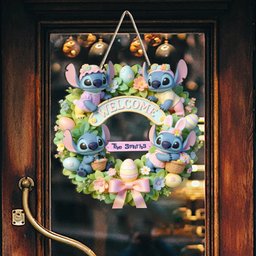 Easter Blue Monster - Personalized Ohana Custom Shaped Wood Sign – view 3