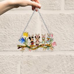 Easter's Day Magical Friends - Personalized Mouse Window Hanging Suncatcher Ornament – view 3