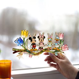 Easter's Day Magical Friends - Personalized Mouse Window Hanging Suncatcher Ornament – view 4