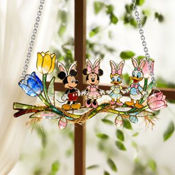 Easter's Day Magical Friends - Personalized Mouse Window Hanging Suncatcher Ornament – view 2