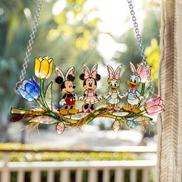 Easter's Day Magical Friends - Personalized Mouse Window Hanging Suncatcher Ornament – view 5