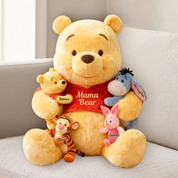 Mama Bear - Personalized Yellow Bear Premium Faux Fur Pillow – view 2