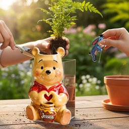 Honey Bear - Personalized Yellow Bear Acrylic Pot & Stake – view 4