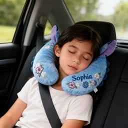 Blue Monster Travel Gift - Personalized Ohana Premium Faux Fur Pillow – view 3