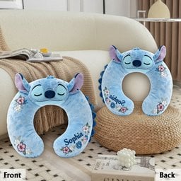 Blue Monster Travel Gift - Personalized Ohana Premium Faux Fur Pillow – view 6