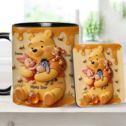 Mama Bear - Personalized Yellow Bear Accent Mug & Coaster – view 8