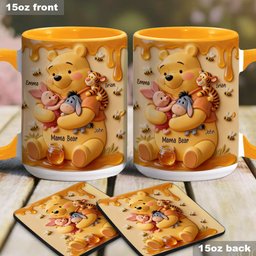 Mama Bear - Personalized Yellow Bear Accent Mug & Coaster – view 4