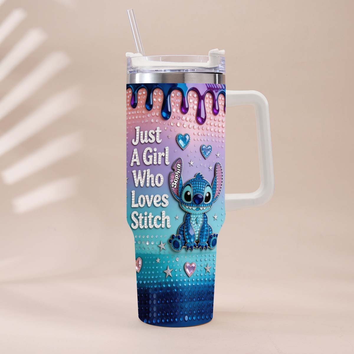 Just A Girl Who Loves Blue Monster - Personalized Ohana Tumbler With Handle – view 13