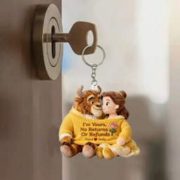 I'm Yours No Returns Or Refunds - Personalized Beauty And The Beast Plush Keychain – view 6
