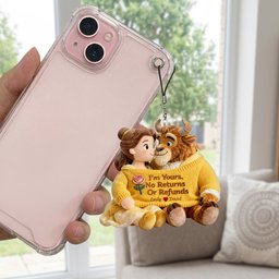 I'm Yours No Returns Or Refunds - Personalized Beauty And The Beast Plush Keychain – view 3