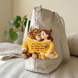 I'm Yours No Returns Or Refunds - Personalized Beauty And The Beast Plush Keychain – view 7