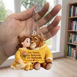 I'm Yours No Returns Or Refunds - Personalized Beauty And The Beast Plush Keychain – view 5