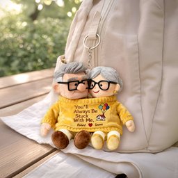 You'll Always Be Stuck With Me - Personalized Up Movie Couple Plush Keychain – view 4