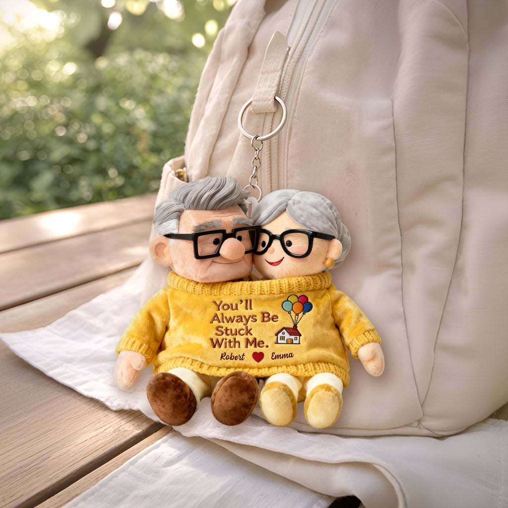 You'll Always Be Stuck With Me - Personalized Up Movie Couple Plush Keychain – view 4