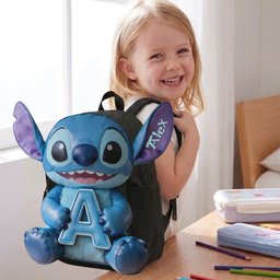 Cute Blue Alien & Letter - Personalized Ohana Changeable Leather Patch Backpack – view 4