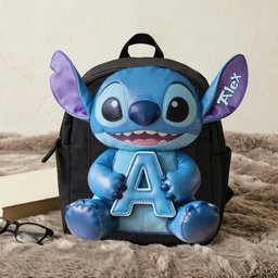 Cute Blue Alien & Letter - Personalized Ohana Changeable Leather Patch Backpack – view 8