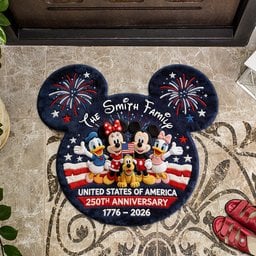 USA 250th Anniversary - Personalized Mouse Shaped Doormat/ Rug – view 3
