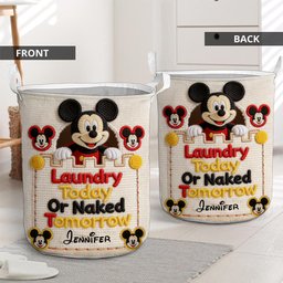 Laudry Today Or Naked Tomorrow - Personalized Mouse Storage Basket – view 2