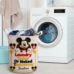 Laudry Today Or Naked Tomorrow - Personalized Mouse Storage Basket – view 5