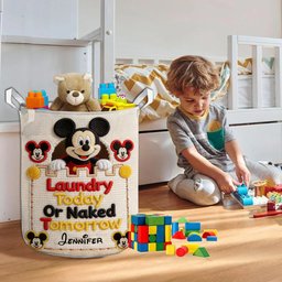 Laudry Today Or Naked Tomorrow - Personalized Mouse Storage Basket – view 4