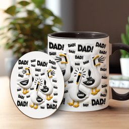 Funny Seagull Gift For Dad - Personalized Father Accent Mug & Coaster – view 2