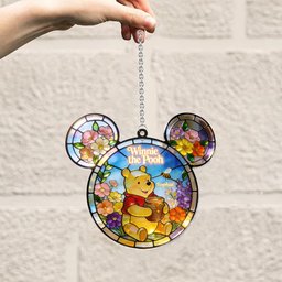 Whispers of Honey & Wildflowers - Personalized Yellow Bear Window Hanging Suncatcher Ornament – view 3