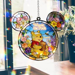 Whispers of Honey & Wildflowers - Personalized Yellow Bear Window Hanging Suncatcher Ornament – view 5