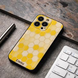 Winnie Friends Leather Case & Dangling Charm - Personalized Yellow Bear 3D Embossed Leather Phone Case – view 7