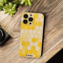 Winnie Friends Leather Case & Dangling Charm - Personalized Yellow Bear 3D Embossed Leather Phone Case – view 8