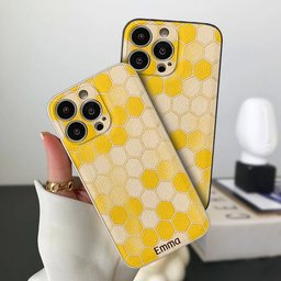 Winnie Friends Leather Case & Dangling Charm - Personalized Yellow Bear 3D Embossed Leather Phone Case – view 3