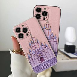 Magical Castle Friends Leather Phone Case & Charm Set - Personalized Mouse 3D Embossed Leather Phone Case – view 3