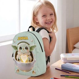 Baby In The Pod - Personalized The Force Changeable Leather Patch Backpack – view 4