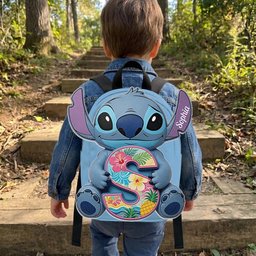 Custom Ohana Initial Letter - Personalized Ohana Changeable Leather Patch Backpack – view 3