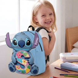 Custom Ohana Initial Letter - Personalized Ohana Changeable Leather Patch Backpack – view 4