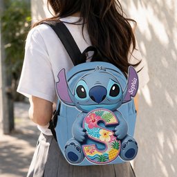 Custom Ohana Initial Letter - Personalized Ohana Changeable Leather Patch Backpack – view 7