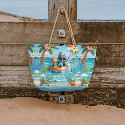 Blue Monster Summer Vibes - Personalized Ohana Beach Bag With Plush Charm – view 5