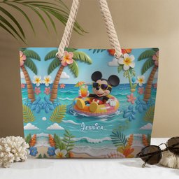 Summer Vibes Mouse Ears - Personalized Mouse Beach Bag With Plush Charm – view 7