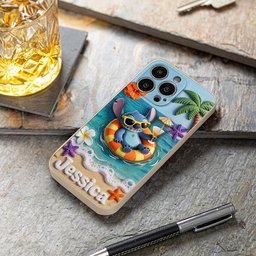 Ohana Tropical Beach - Personalized Ohana 3D Embossed Leather Phone Case – view 6