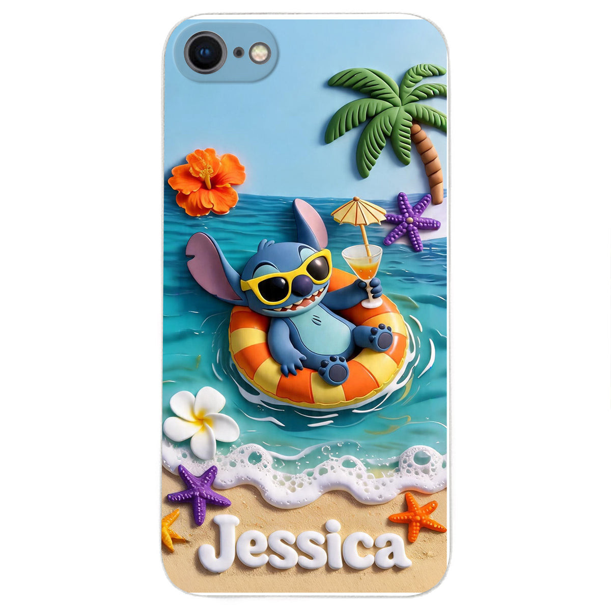 Ohana Tropical Beach - Personalized Ohana 3D Embossed Leather Phone Case – view 12