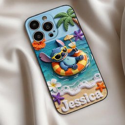Ohana Tropical Beach - Personalized Ohana 3D Embossed Leather Phone Case – view 5