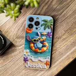 Ohana Tropical Beach - Personalized Ohana 3D Embossed Leather Phone Case – view 8