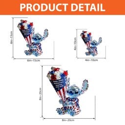 Cute Blue Alien Patriot - Personalized Ohana Custom Shaped Acrylic Plaque – view 6
