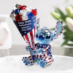Cute Blue Alien Patriot - Personalized Ohana Custom Shaped Acrylic Plaque – view 3